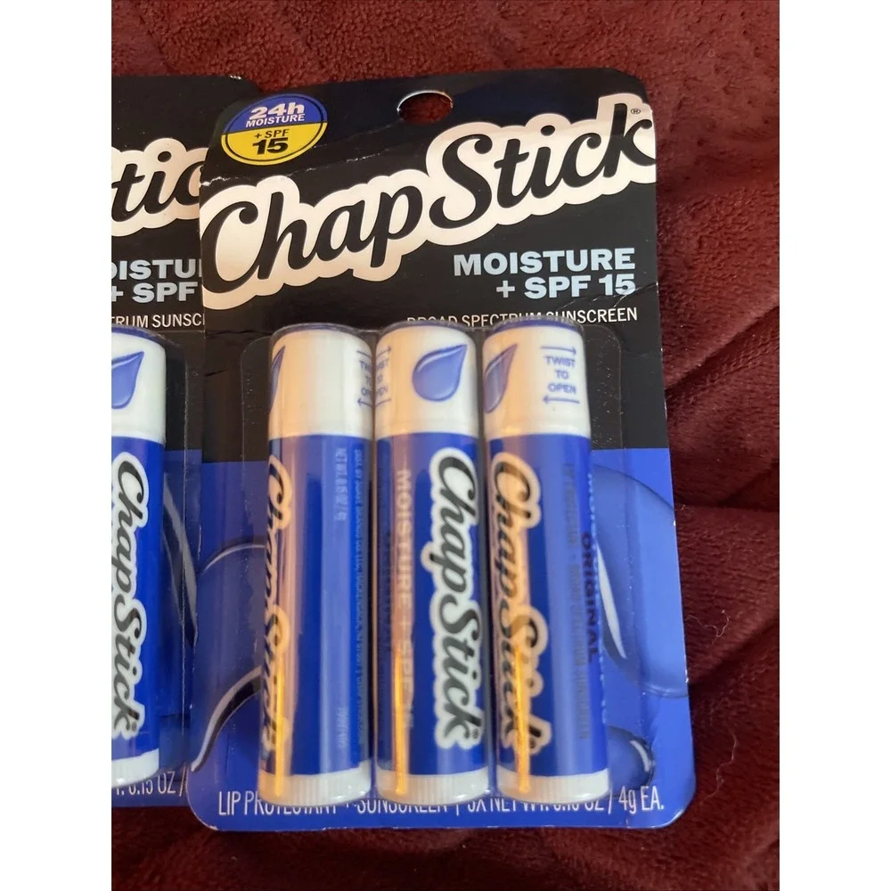 Lot Of 2 Three Packs Chapstick Tubes 24h Moisture + SPF 15 Lip Protectant